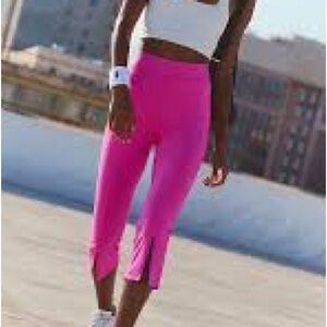NEW Free People Make it Happen Cropped Split Front Hem Leggings Pink S